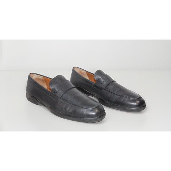 Bally Micson Men's Black Pebbled Leather Oxford Shoes Driving Loafer Slip 11.5 D - Picture 3 of 14